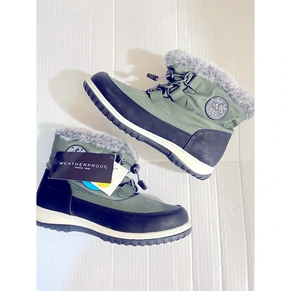 Weatherproof Green Black Faux Fur Snow Boots Women’s Size 9 – Waterproof Winter - Picture 1 of 9